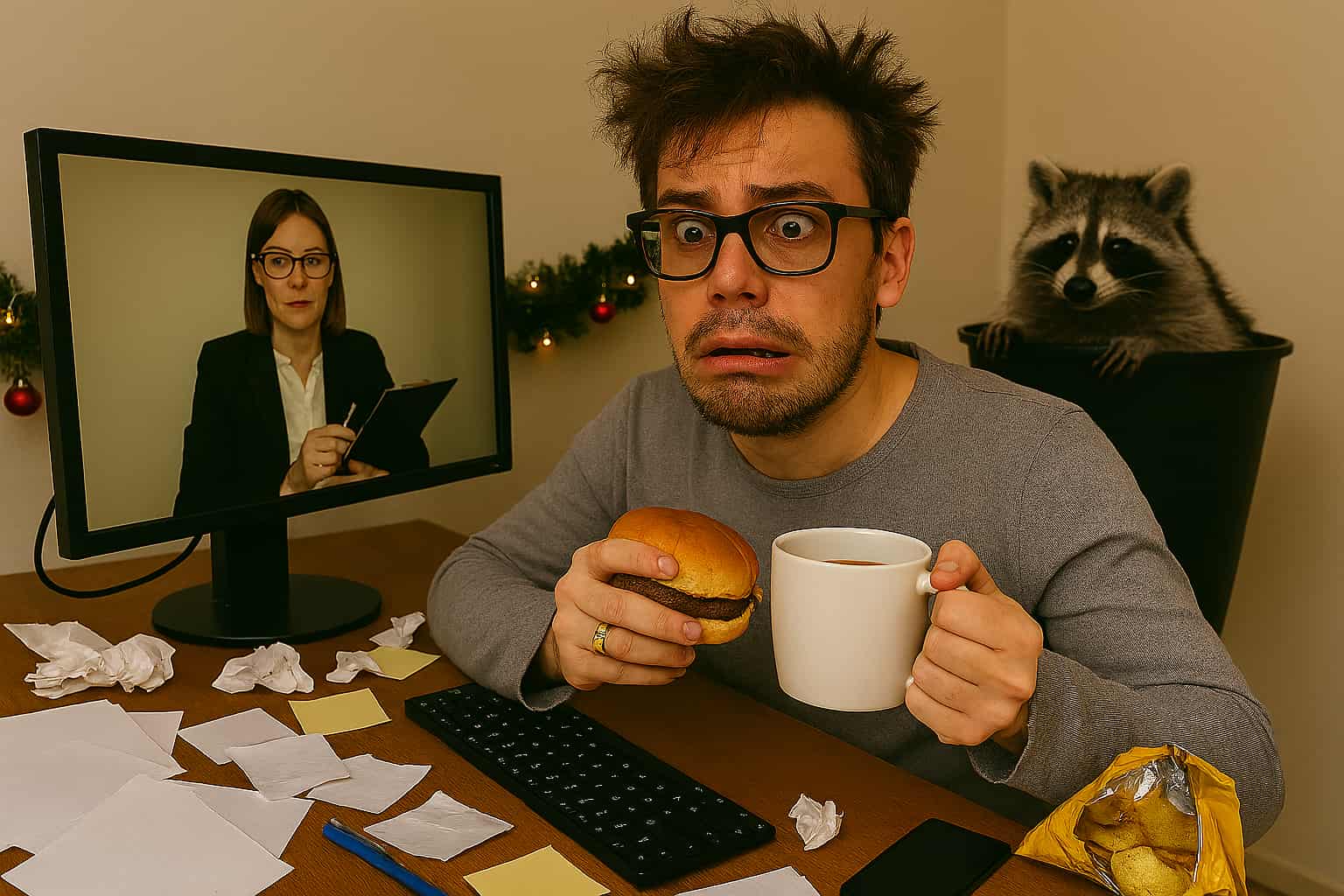 man-eating-a-burger-raccoon-in-garbage