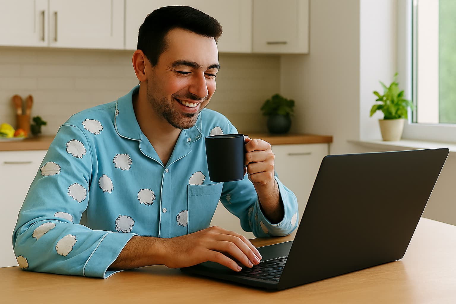 man-on-computer-drinking-coffee